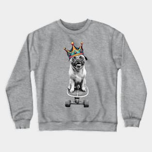 King Pug on a Skateboard Crewneck Sweatshirt